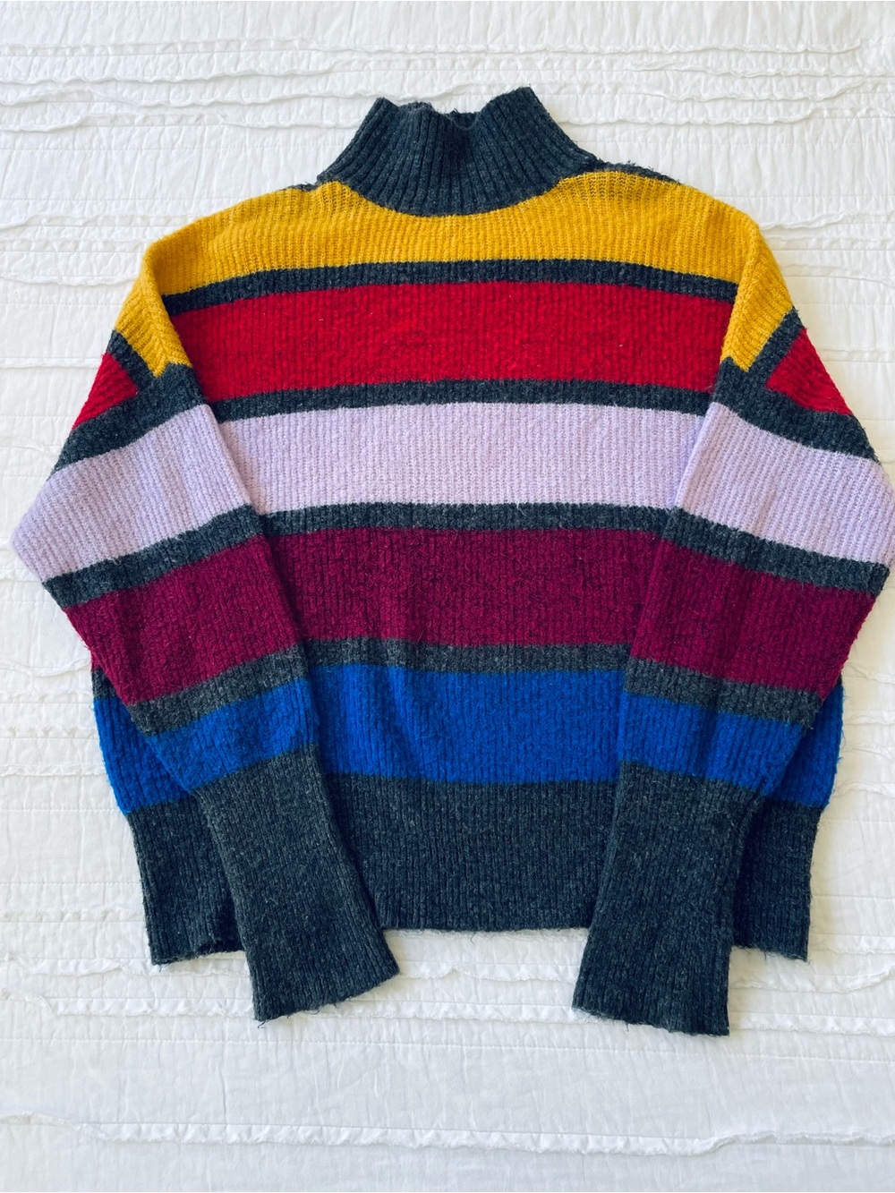 Express Colorblock Stripe Turtleneck Sweater  | S